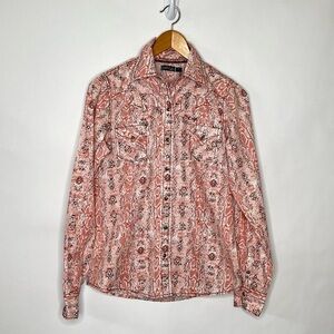Cruel Girl Long Sleeve Size S Western Cowgirl Peach and Brown Shirt